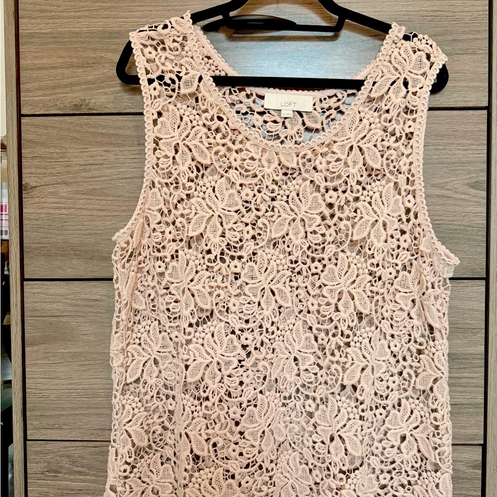 LOFT Women's Cream Lace Top